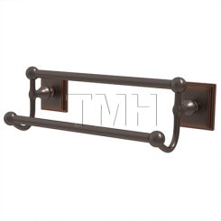 Emtek 26031 Traditional Brass Double Towel Bar with Brass Wilshire Rosette (US10B)
