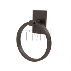 Emtek 2801 Modern Brass Towel Ring with Brass Modern Rectangular Rosette (US10B)