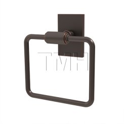 Emtek 2901 Transitional Brass Towel Ring with Brass Modern Rectangular Rosette (US10B)