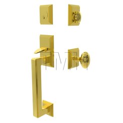Emtek Hamden Brass Tubular Entry Set with Brass Egg Knob in Polished Brass
