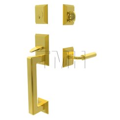 Emtek Hamden Tubular Entry Set Single Cylinder with Manning Brass Lever (US3)