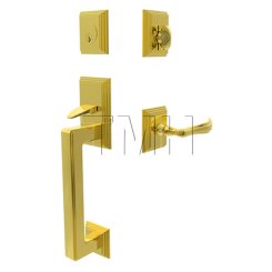 Emtek Hamden Tubular Entry Set Single Cylinder with Wembley Brass Lever (US3)