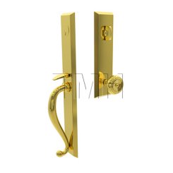 Jefferson Door Knobs Locks Single Cylinder with Waverly Brass Knob in US3 Finish
