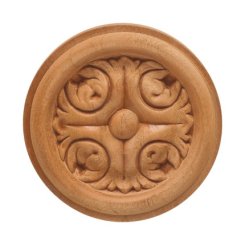 Hafele Wooden Onlay, Acanthus Collection, Ø 2-7/8", Cherry finish