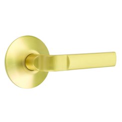 Emtek Aston Door Handle, Modern Designer Brass, Passage, Modern Rosette, Satin Brass (US4) Finish