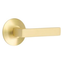 Emtek Dumont Door Handle, Modern Designer Brass, Passage, Modern Rosette, Satin Brass (US4) Finish