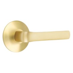 Emtek Spencer Door Handle, Modern Designer Brass, Passage, Modern Rosette, Satin Brass (US4) Finish