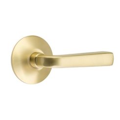Emtek Sion Door Handle, Modern Designer Brass, Passage, Modern Rosette, Satin Brass (US4) Finish