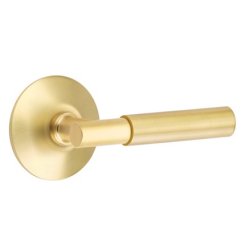 Emtek Myles Door Handle, Modern Designer Brass, Passage, Modern Rosette, Satin Brass (US4) Finish