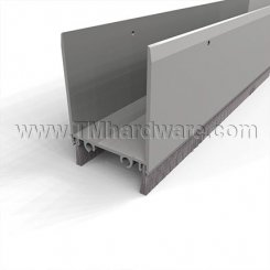 NGP 92WH Door Shoe Sweep, U Shaped Aluminum with 2" Kickplate and a .6875"  Nylon Brush Seal