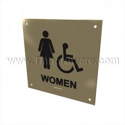 Rockwood #BF688, ADA Tactile Sign with Braille, Women and Handicap Accessible