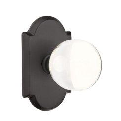 Emtek Bristol Glass Knob, Sandcast Bronze Door Knob, Passage, #1 Rosette, Flat Black Bronze (FB)