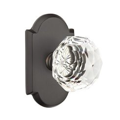 Emtek Diamond Glass Knob, Sandcast Bronze Door Knob, Passage, #1 Rosette, Flat Black Bronze (FB)