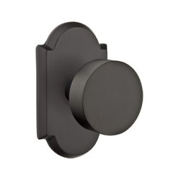 Emtek Round Knob, Sandcast Bronze Door Knob, Passage, #1 Rosette, Flat Black Bronze (FB)