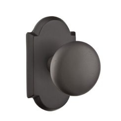 Emtek Winchester Knob, Sandcast Bronze Door Knob, Passage, #1 Rosette, Flat Black Bronze (FB)
