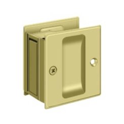 Deltana SDP25 Passage Pocket Door Lock, 2-1/2" X 2-3/4", Polished Brass (US3) Finished