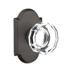 Emtek Lowell Glass Knob, Sandcast Bronze Door Knob, Passage, #1 Rosette, Flat Black Bronze (FB)