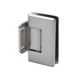 FHC Carolina Beveled Adjustable Wall Mount Hinge for Shower Doors - Short Back Plate, Satin Nickel (US15) Finished