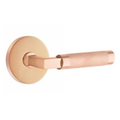 Emtek Select Limited Release, L-Square, Knurled Lever, Disk Rosette, Passage, Satin Rose Gold (SRG) Finish