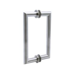 FHC 6" Mitered Round Series Back-To-Back Shower Door Handles, Satin Nickel (US15) Finished
