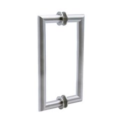 FHC 8" Mitered Round Series Back-To-Back Shower Door Handles, Satin Nickel (US15) Finished