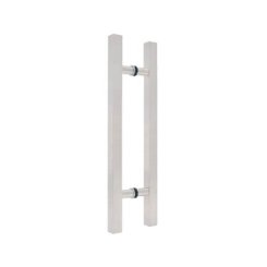 FHC 12" Square Ladder Back-To-Back 8" Center-To-Center Shower Door Handles, Satin Nickel (US15) Finished