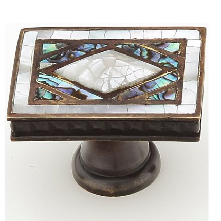 Avalon Bay Cabinet Knob - White Mother of Pearl, Aged Dover