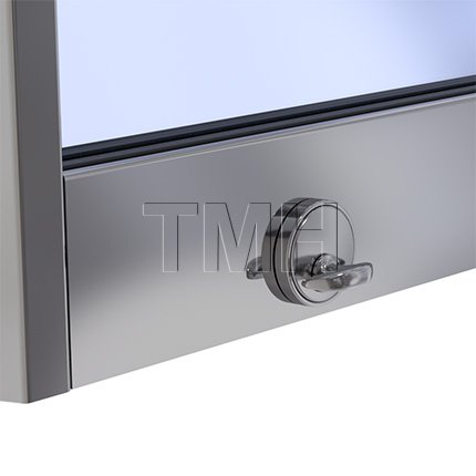 Assa Abloy PFD-100 Bottom Glass Door Patch Lock with 1" (5-Pin) Cylinder And Thumbturn, Clear Anodized Aluminum (US28) Finish