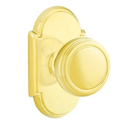 Emtek Norwich Door Knob, Classic Brass, Passage, #8 Rosette, Polished Brass - Lifetime (US3) Finish