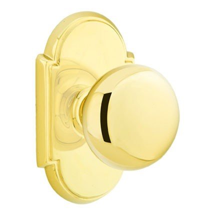 Emtek Providence Door Knob, Classic Brass, Passage, #8 Rosette, Polished Brass - Lifetime (US3) Finish