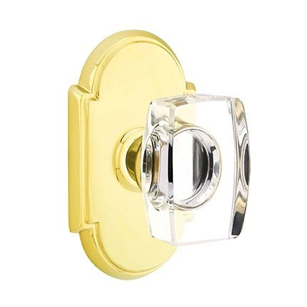Emtek Windsor Glass Door Knob, Glass Knobset, Passage, #8 Rosette, Polished Brass - Lifetime (US3) Finish