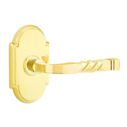 Emtek Santa Fe Door Handle, Designer Brass, Passage, #8 Rosette, Polished Brass - Lifetime (US3) Finish