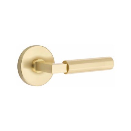 Emtek Select, L-Square, Faceted Lever, Disk Rosette, Dummy Pair, Satin Brass (US4) Finish