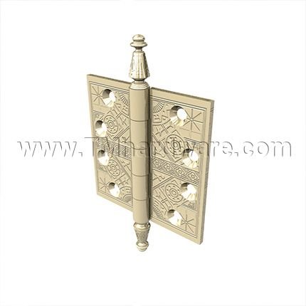Deltana, Plain Bearing, Brass, Standard Weight, 5 Knuckle, Full Mortise, Ornate Hinge, 3.5" x 3.5"