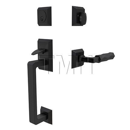 Emtek 4716LSTR Entry Set in Flat Black Finish (US19)