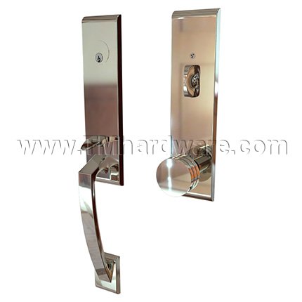 Emtek 4815BN Contemporary Brass Apollo Tubular Entry Set with Bern Knob