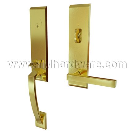 Emtek 4815FRL Contemporary Brass Apollo Tubular Entry Set with Freestone Lever