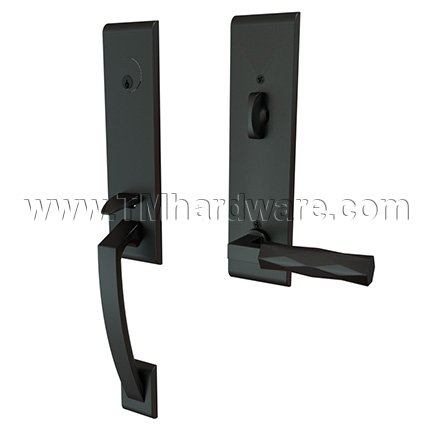 Emtek 4815LSTR Contemporary Brass Apollo Tubular Entry Set with L-Square Tribeca Lever