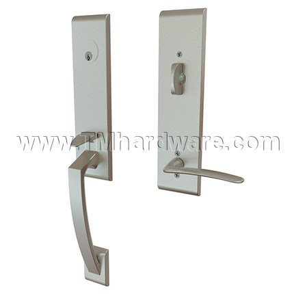 Emtek 4815POS Contemporary Brass Apollo Tubular Entry Set with Poseidon Lever
