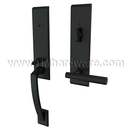 Emtek 4815TAFA Contemporary Brass Apollo Tubular Entry Set with T-Bar Faceted Lever