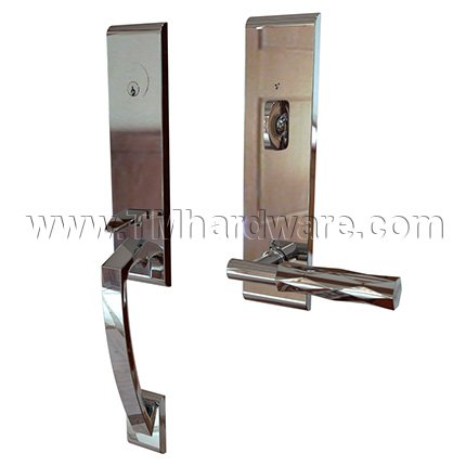 Emtek 4815TATR Contemporary Brass Apollo Tubular Entry Set with T-Bar Tribeca Lever