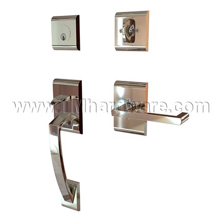 EMTEK Ares Entry Lock with Argos Lever, Polished Nickel US14 Finish