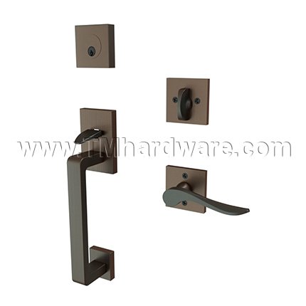 EMTEK Baden Entry Lock with Luzern Lever, USB10B Finish