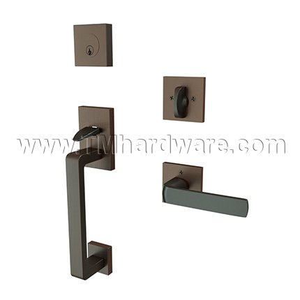 EMTEK Baden Entry Lock with Spencer Lever, USB10B Finish