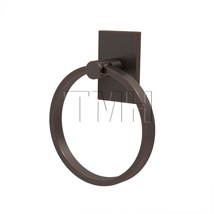 Emtek 2801 Modern Brass Towel Ring with Brass Modern Rectangular Rosette (US10B)