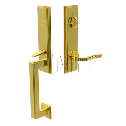 Wilshire Single Cylinder Door Locks Set with Santa Fe Brass Lever in Polished Brass