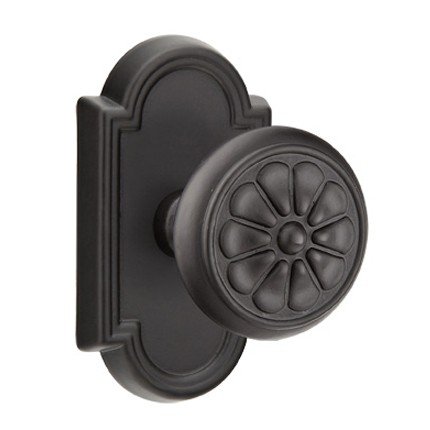Emtek Petal Knob, Lost Wax Cast Bronze Handleset, Passage, #11 Rosette, Flat Black Bronze (FB)