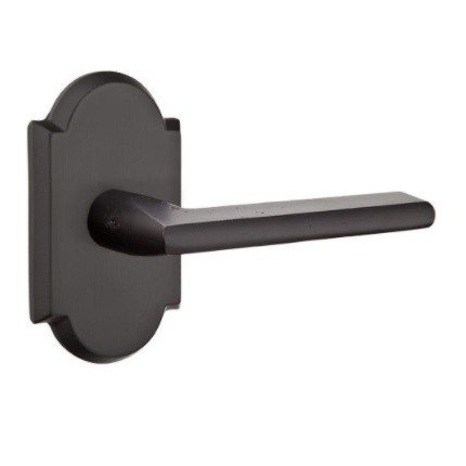 Emtek Lariat Lever, Sandcast Bronze Leverset, Passage, #1 Rosette, Flat Black Bronze (FB)
