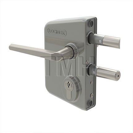 Locinox LAKQU2, Surface Mounted Gate Lock, 1-1/4" to 2, Silver Finish