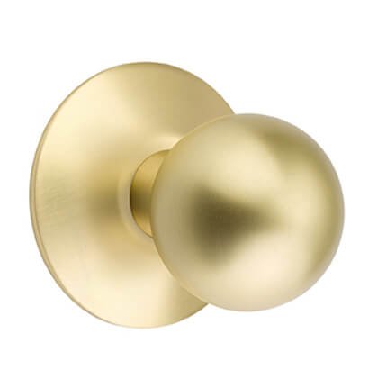 Emtek Orb Door Knob, Modern Classic Brass, Passage, Modern Rosette, Satin Brass (US4) Finish